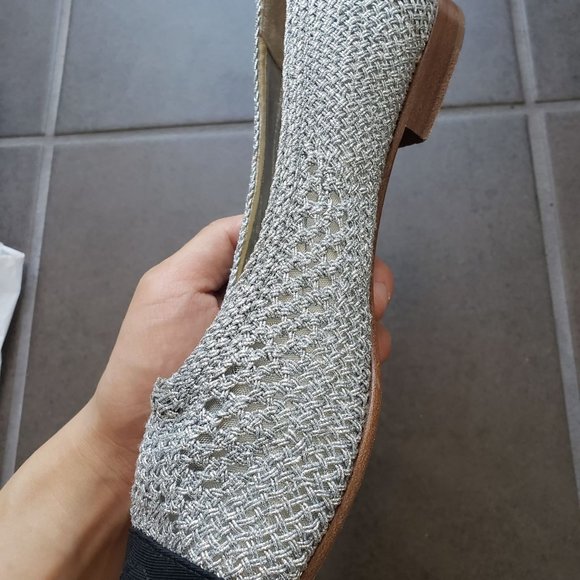 CHANEL SILVER/BLACK Mesh Fabric Ballet Flats - Picture 6 of 11
